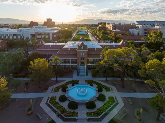 Looking East over Old Main and the mall. 