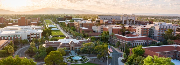 Aerial view of Old Main at the University of Arizona